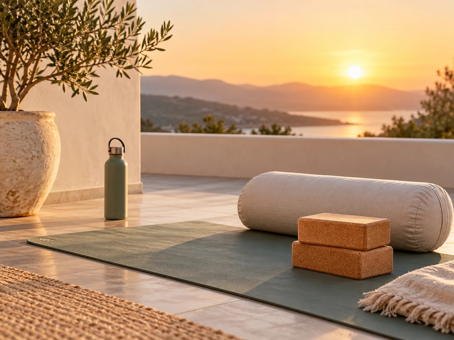 Ambiente sereno relacionado con yoga en casa